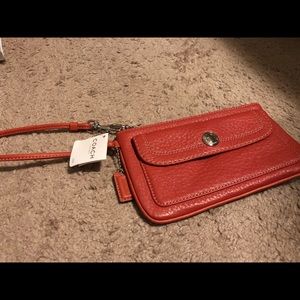 Authentic leather Coach wristlet bag